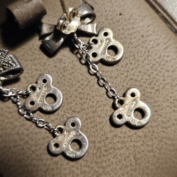 🇨🇦 Birks Disney Mickey Mouse Sterling Silver & Marcasite Earrings Set #1 - Picture 3 of 16